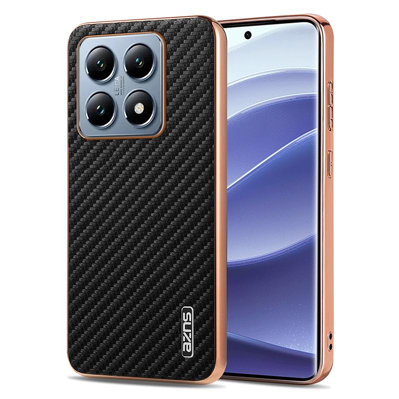 

для Xiaomi Mi 14T Pro Mi 14T 6,67-дюймовый чехол из углеродного волокна с текстурой из искусственной кожи, покрытие, бампер, мягкий противоударный чехол, Fundas for Xiaomi 14T чёрный