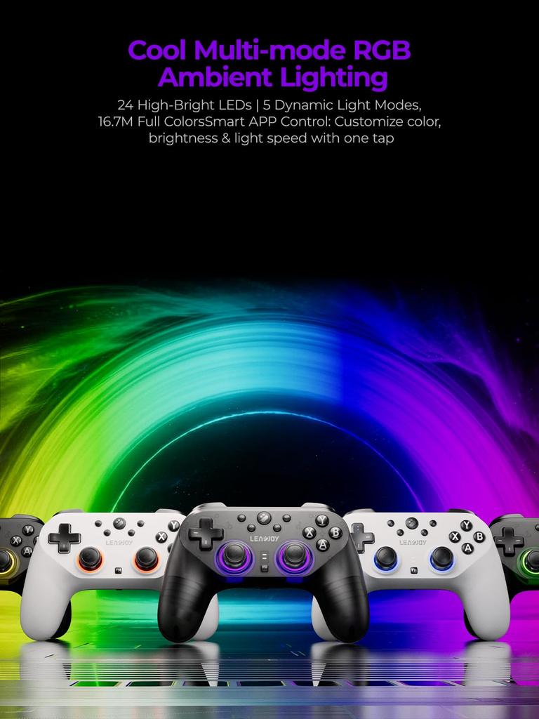 Leadjoy Saber Plus Game 1000Hz Polling TMR RGB 10 Microswitch 4 Custom Compatible with 1 White Controller, 2.4G/Bluetooth/Wired, Rate, Lighting,