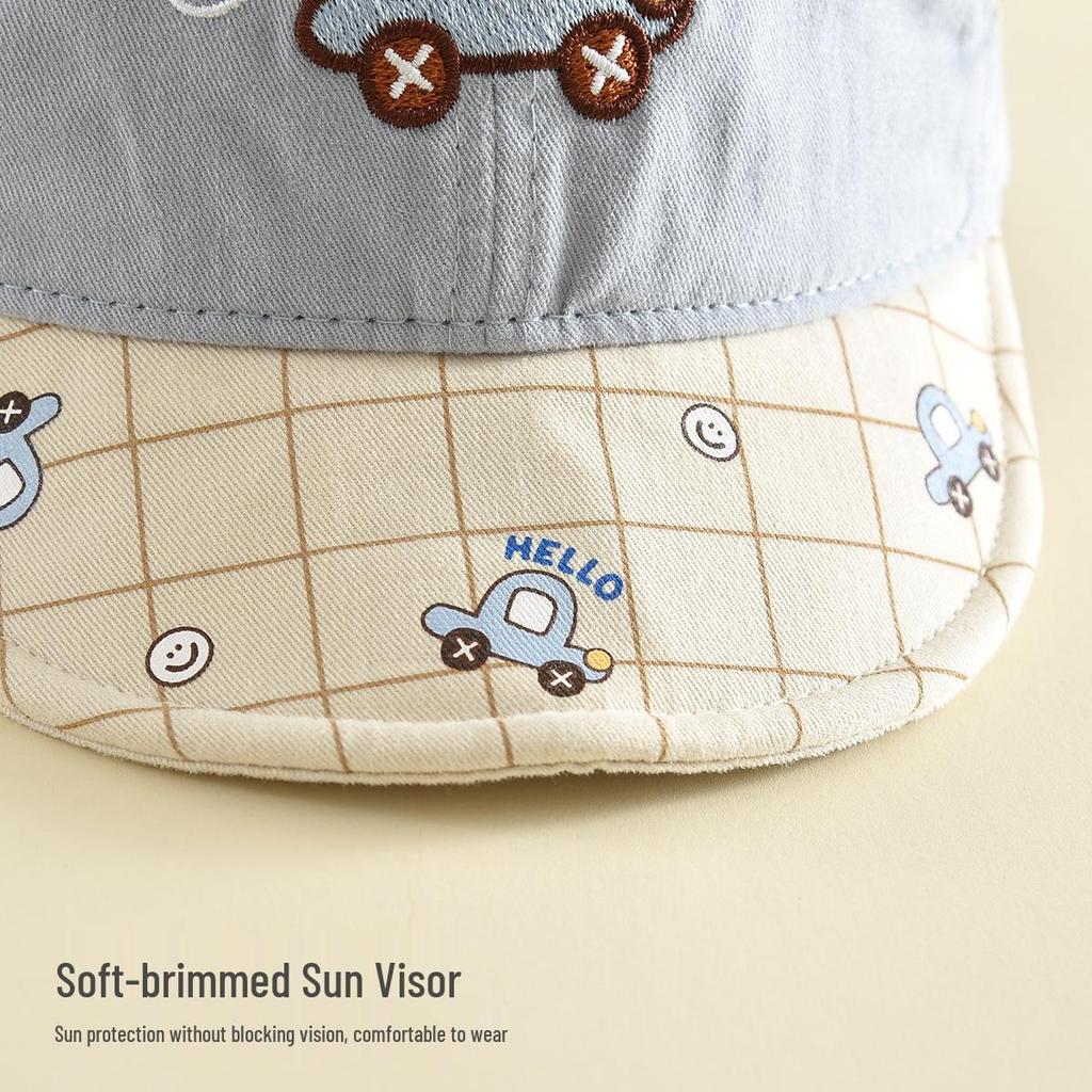 Children's 3D Cute Car Cotton Baseball Cap - Breathable Outdoor Sun Hat