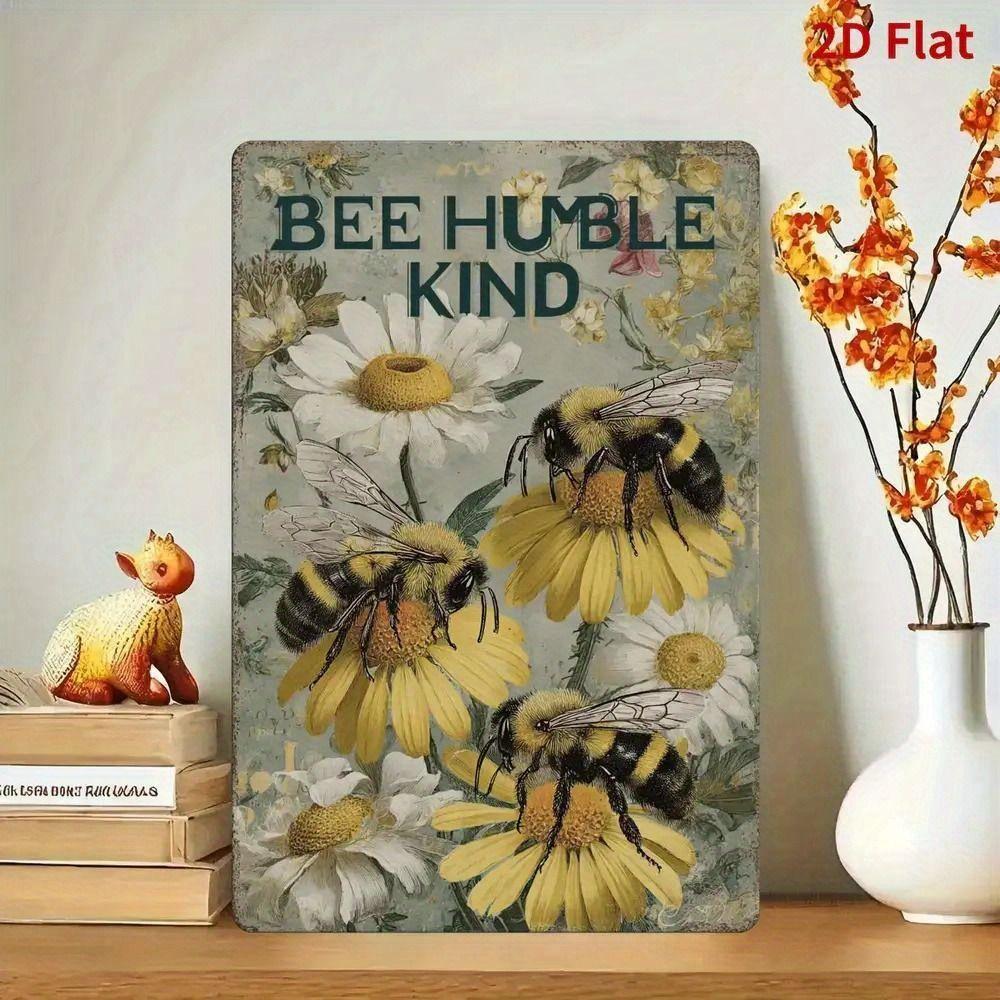 Metal Sign Bee Flower Nature Sunflower 20x30cm Wall Decor