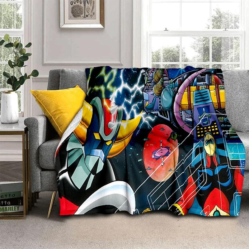 Cartoon UFO Robot Grendizer Anime Blanket,Soft Throw Blanket for Home Bedroom Bed Sofa Picnic Travel Office Cover Blanket Kids