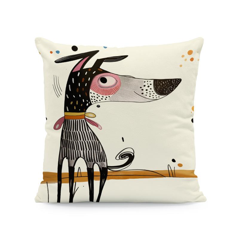 Exotic Cat Print Pillow Cover Zipper Closure Removable Fine One-Side Design Vibrant Blue & Golden Floral Pattern Bedroom, Sofa, Car Pillowcase