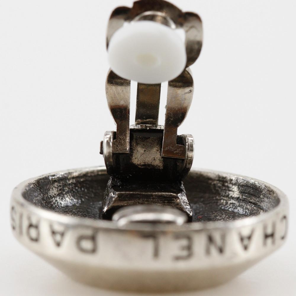 Chanel COCO Mark Earring Silver Metallic 19.1g Women Used