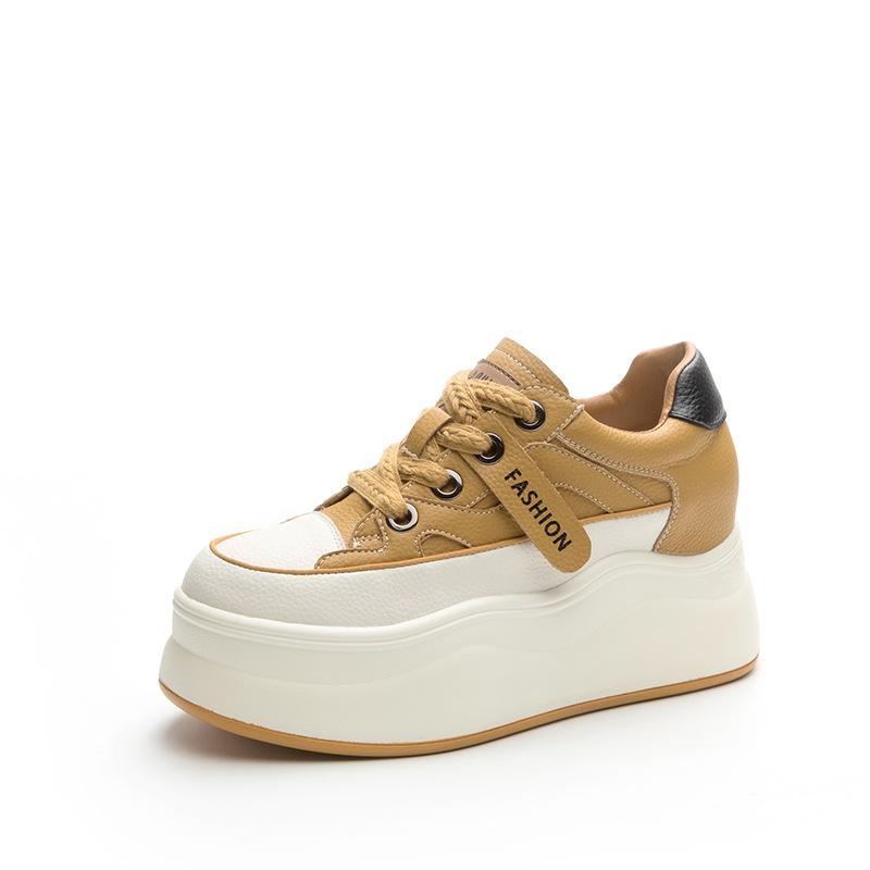 Autumn and winter new thick-soled inner height increase muffin heel single shoes sports women's casual white shoes tide