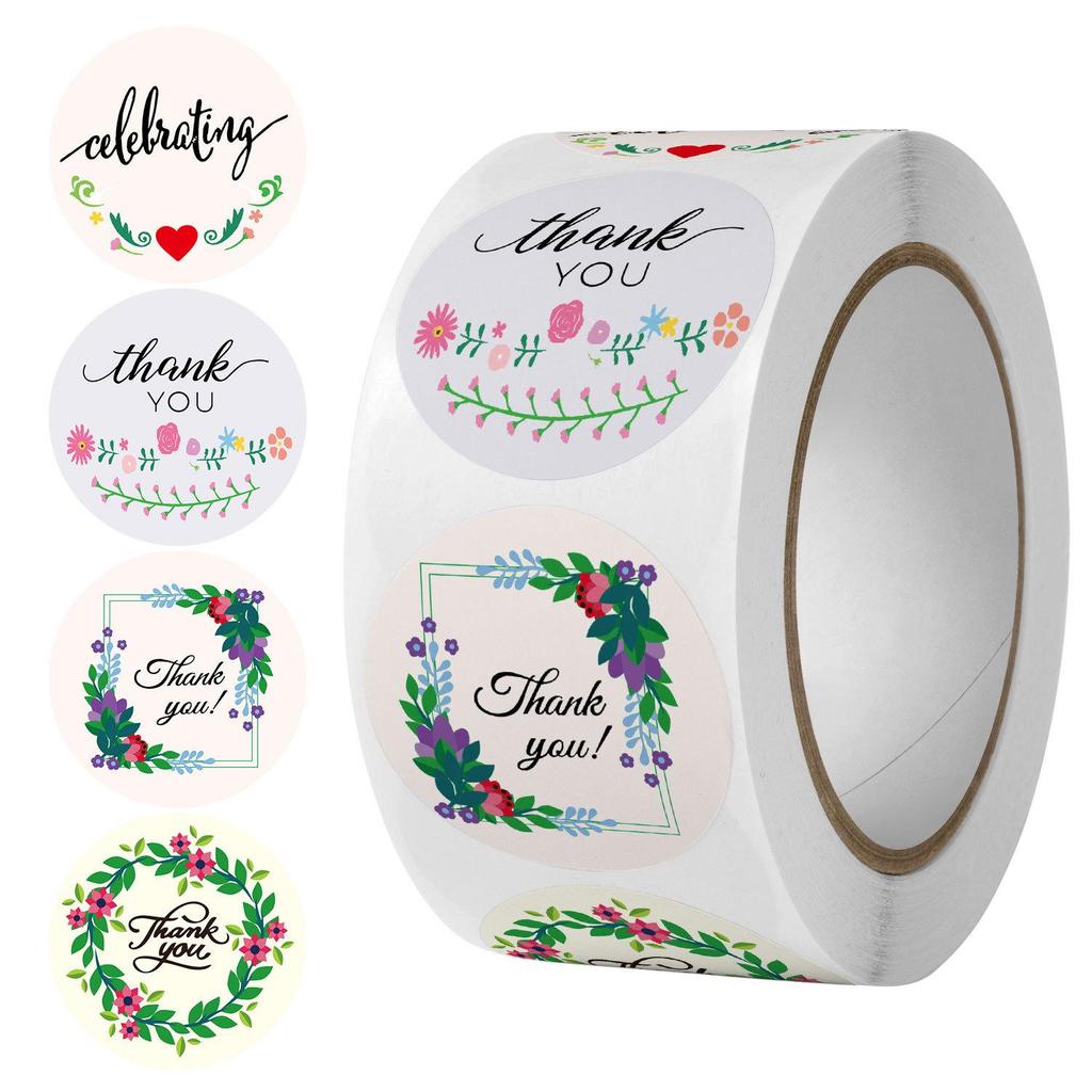 500 Self-Adhesive Thank You, Dessert, Cake, & Baking Stickers - Cartoon & Floral Styles for Children & Wedding Rewards