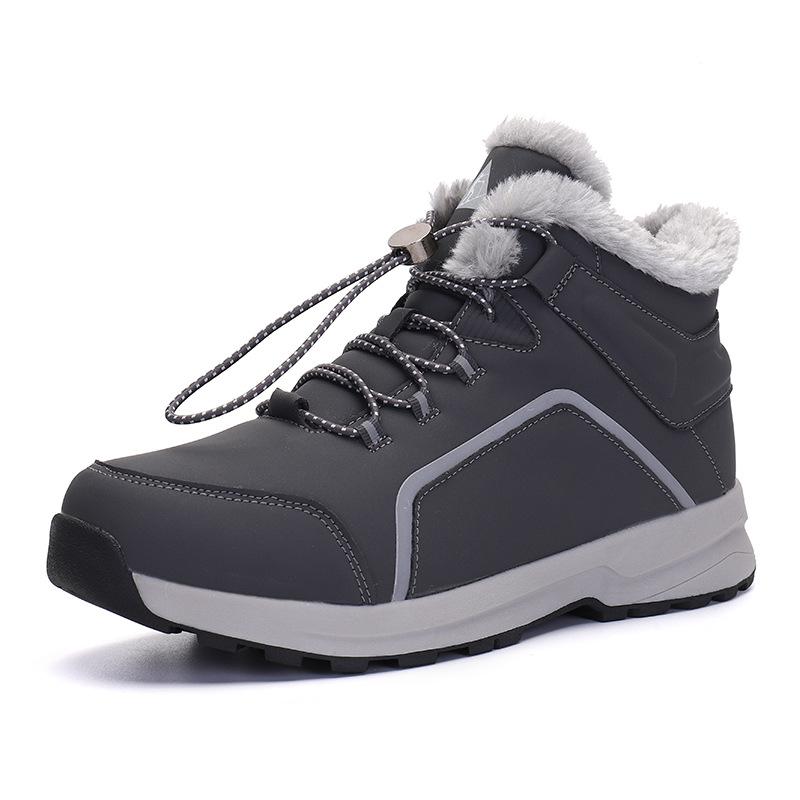 

Зимние новые бархатные полусапожки, студенческие на шнуровке, универсальные водонепроницаемые сноубутсы, женские модные хлопковые туфли 45 серый