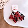 Red Cloth Plaid Bow Hair Rope Ring Children Baby Girls Kid Elastic Hair Rubber Band Accessories Headdress Headwear Ornament