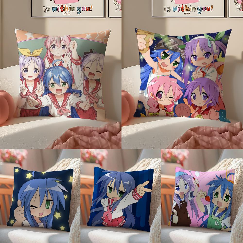 Beautiful Girl Cartoon Comics Game L-Lucky Star Pillow Case Pattern Printed Pillowcase For Living Room Sofa Cushion Cover