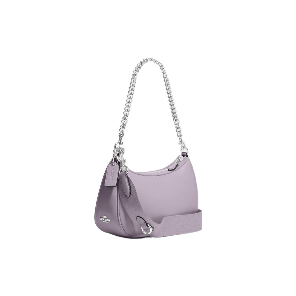 New COACH Teri Leather Shoulder Bag, Handbag, Shoulder Bag Medium Women's Taro Purple CJ608-SVM4