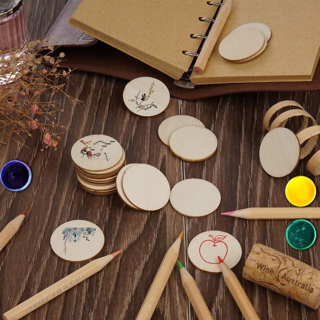 Wooden scrapbook plywood circles 50pcs Wheel for painting and decorating 5cm