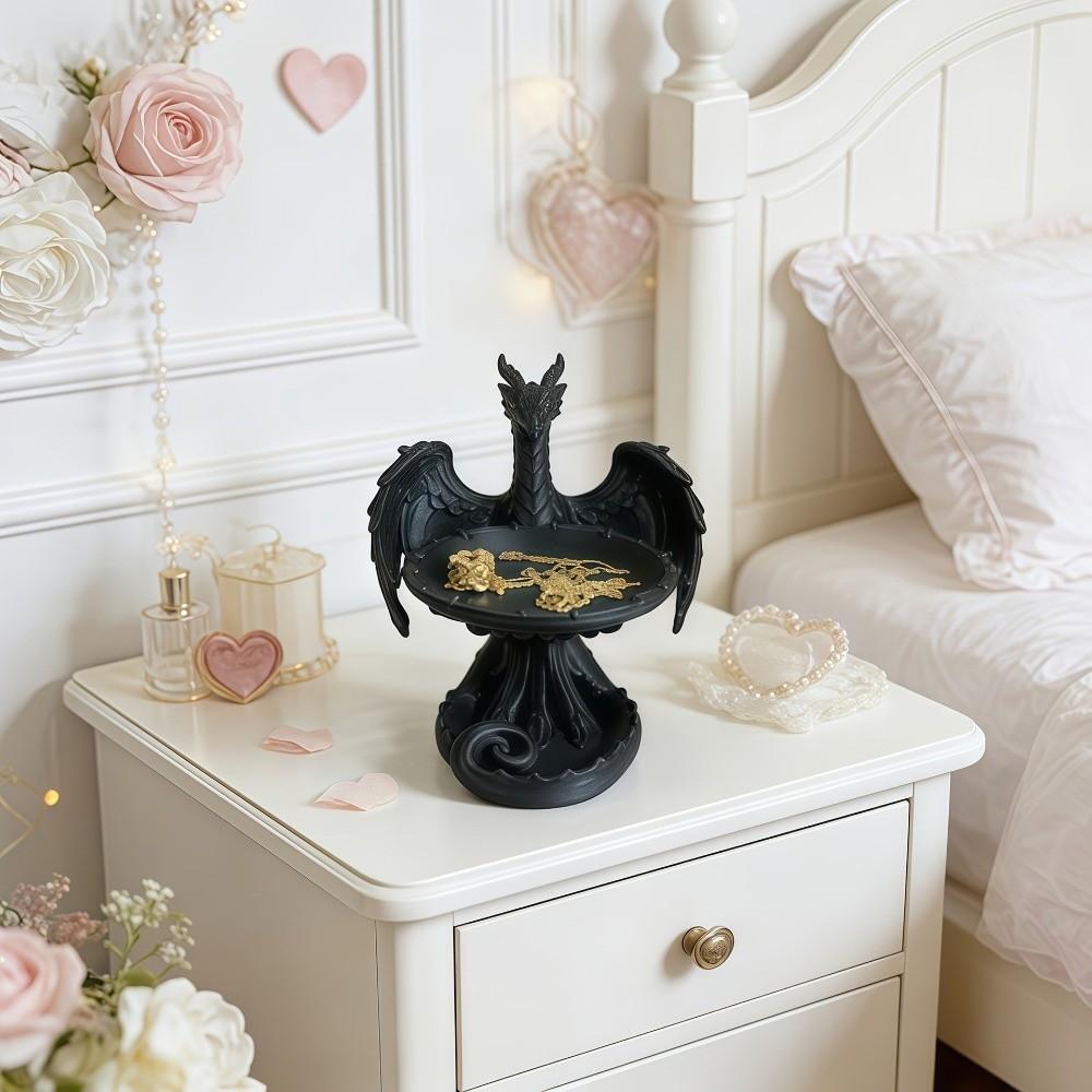 Gothic Bird Tray Statue 3D Printed Storage Holder Unique Gift Home Decoration  Tabletop Ornaments
