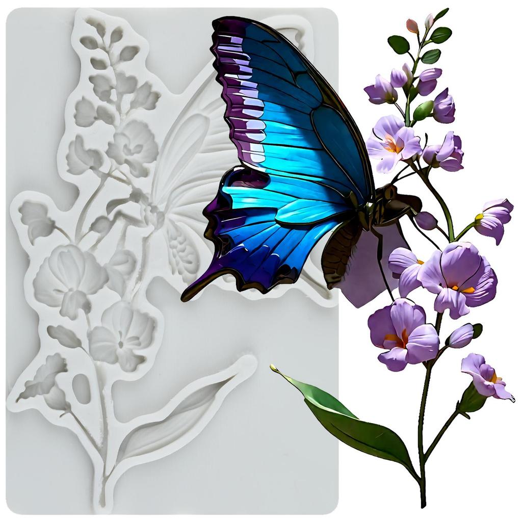 Flower Silicone Molds Orchid Butterfly Fondant Mold Cake Decorating Tools Cupcake Topper Chocolate Candy Craft Gum Paste Polymer Clay