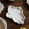 Creative Ceramic Plate Korean Style Floral Shape Relief Porcelain Dinnerware Cake Dessert Snacks Fruit Plates Kitchen Supplies