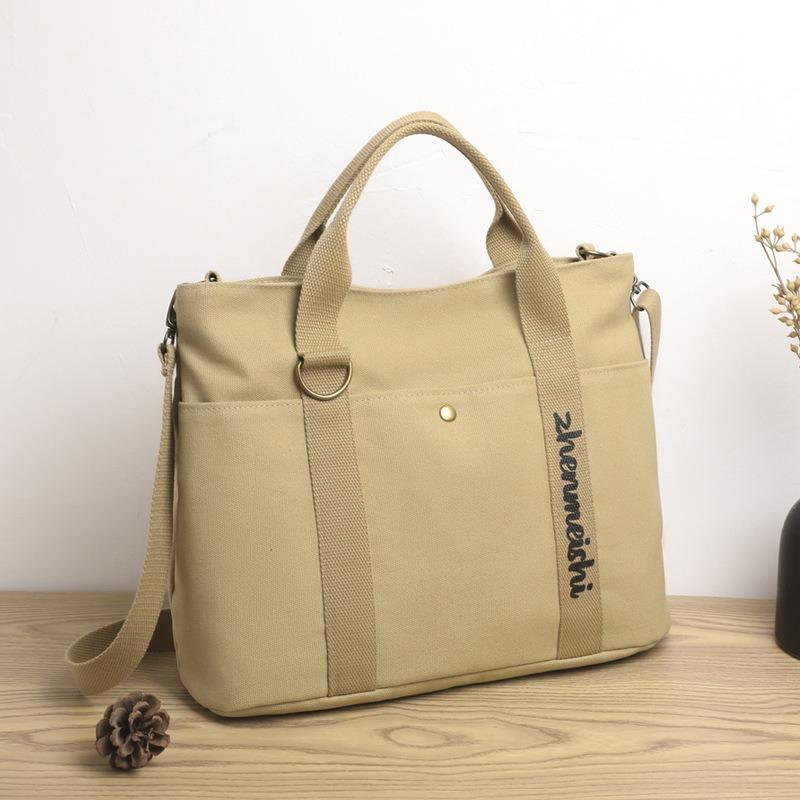 Women Large Capacity Canvas Handheld Bag Minimalist Casual Shoulder Bag Fashion Short-Trip Lightweight Travel Bag