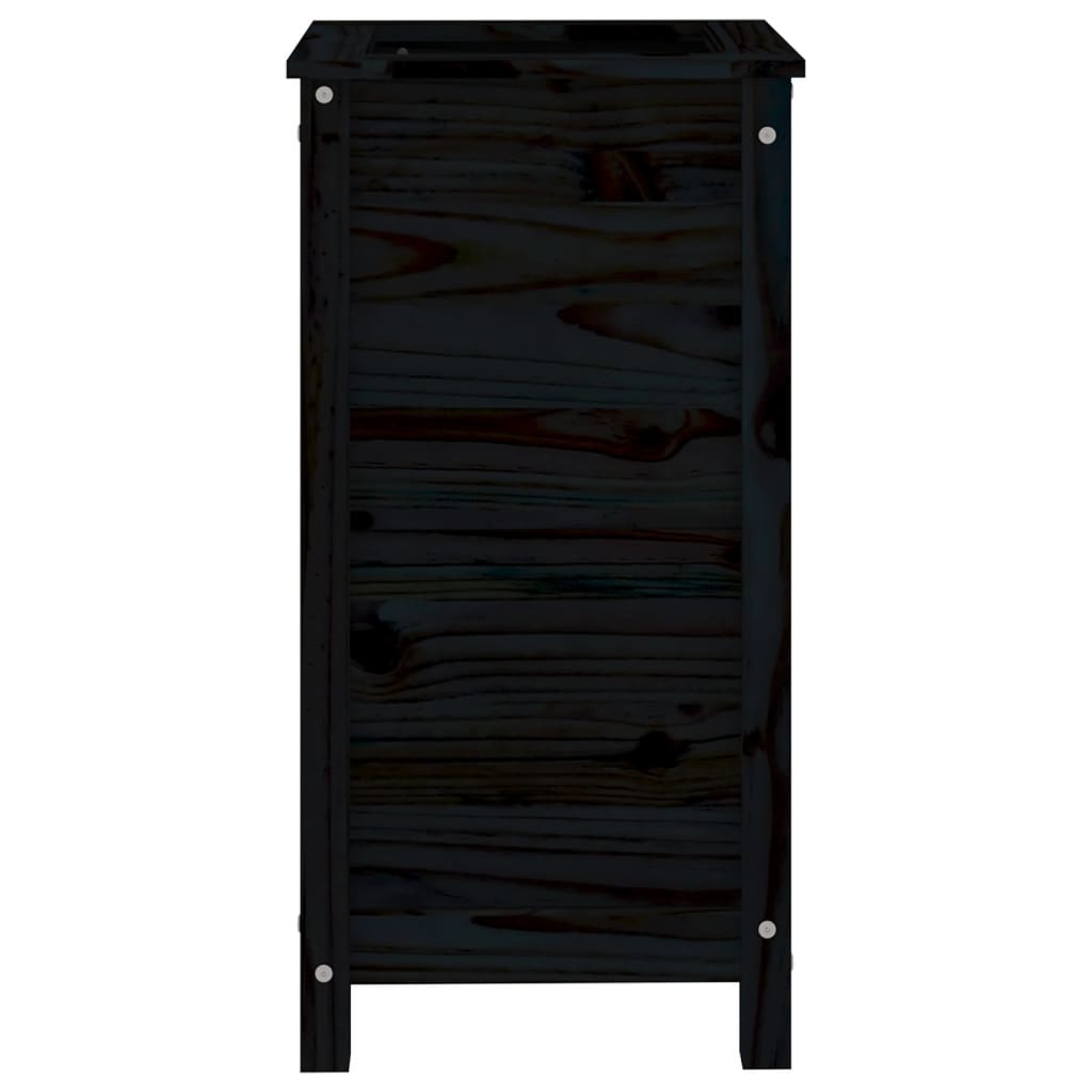 Plant Pot Black 40x40x78 Cm Solid Pine Wood
