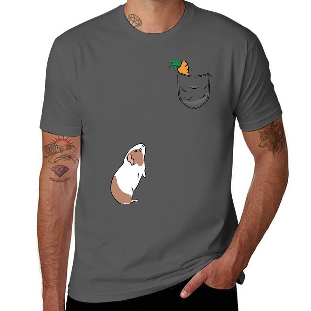 New Carrot In My Pocket For Guinea Pig T-Shirt Anime T-shirt Black T Shirt Sweat Shirts Heavyweight T Shirts for Men