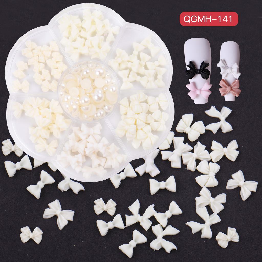 Christmas Velvet Red White Resin Bow New Year'S Nail Art Jewelry Mixed Set Accessories