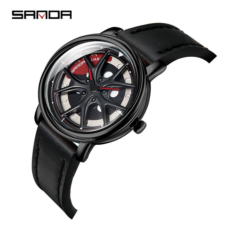 SANDA New Time To Work Fashion Personality Men's Watch Creative Student Sports Belt Watch