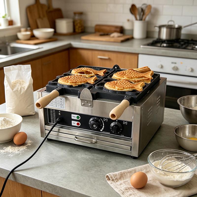 Elektrische Taiyaki-Eiswaffelmaschine - Design mit offenem Mund