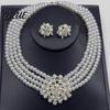Artificial Pearl Necklace Set 2Pcs/Set Imitation Jewelry Retro Style Flower