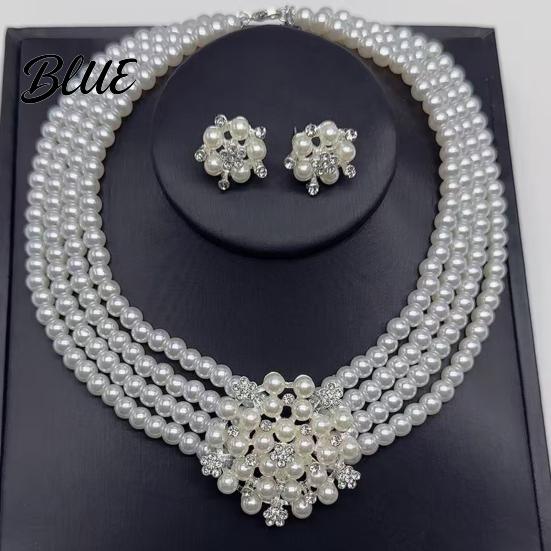Artificial Pearl Necklace Set 2Pcs/Set Imitation Jewelry Retro Style Flower