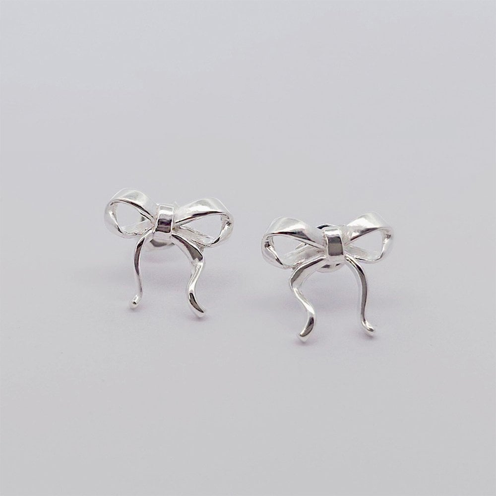 Lovely Special Ribbon Silver Earrings