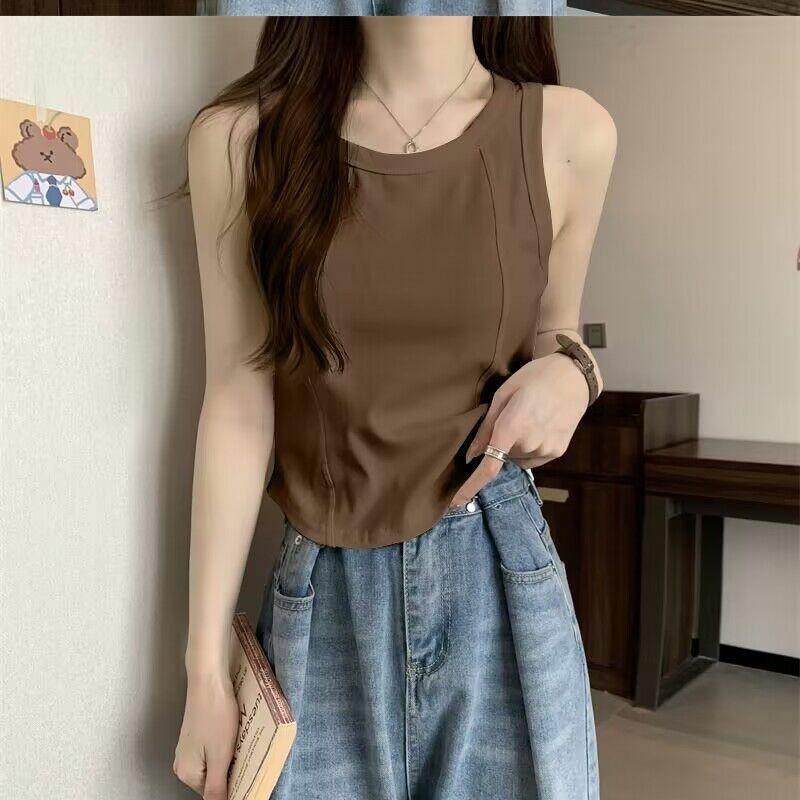 

Женские летние однотонные топы-майки спортивные укороченные топы трикотажные топы-майки XL хаки