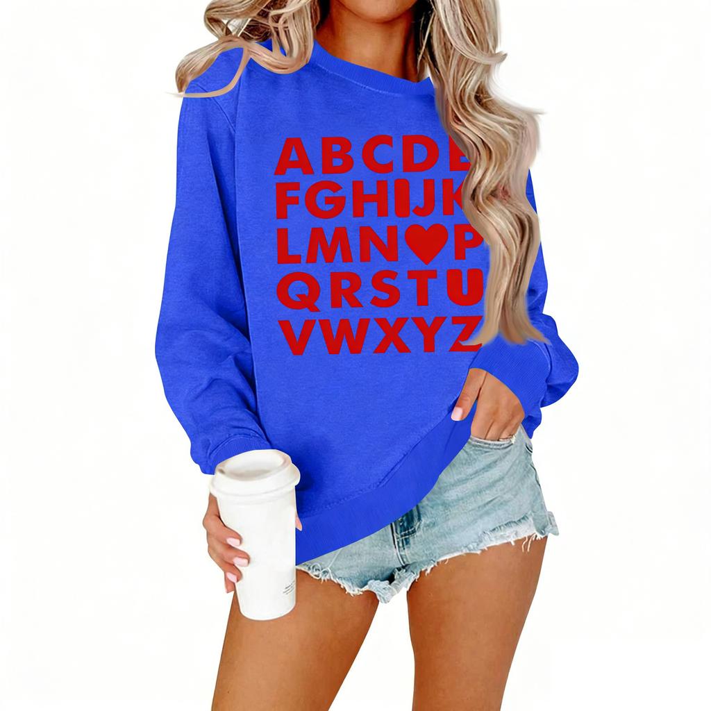 Ladies' Casual Women's Printed Round Neck Pullover Hoodie