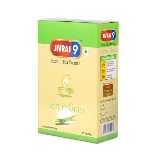 

Jivraj 9 Instant Tea Premix, Lemongrass Tea Premix, Lemongrass Flavour, Chai, Powder, 150 Gm, 10 Sachets, Pack 1