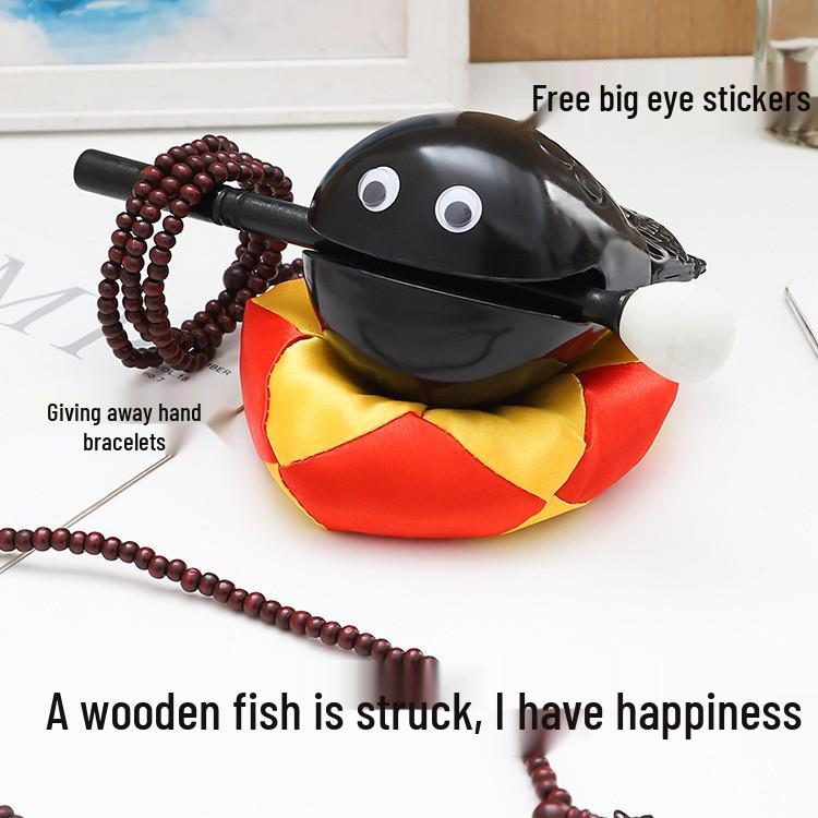 

Portable Cute Wooden Fish Knock Percussion Ornament: Meditation & Office Decompression Pendant Toy Pink 2-inch + Eyes