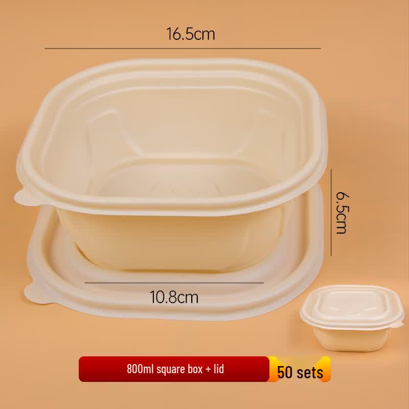 Eco-Friendly Degradable Corn Starch Square Takeout Containers