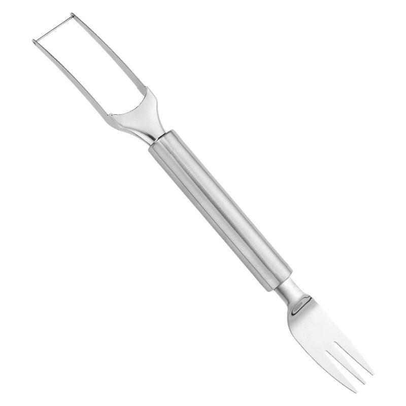 Stainless Steel Multi-purpose Double-head Watermelon Fork Two-in-one Watermelon Cutter Fork Portable Tool