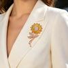 Rhinestone Sunflower Brooch Alloy Flower Lapel Pin Sweater Cardigan Coat Business Suit Clothing Accessories Fashion Jewelry