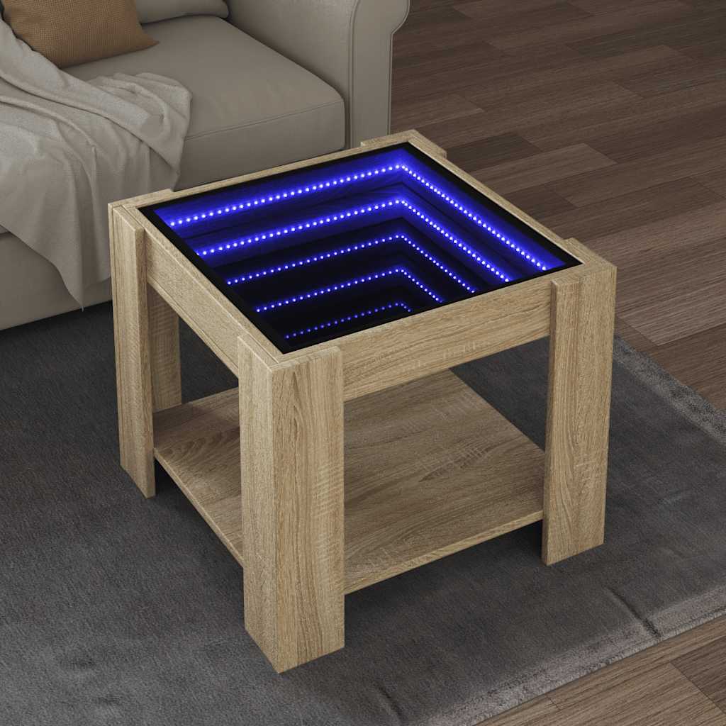 LED Coffee Table Sonoma Oak 53 x 53 x 45 cm Particleboard
