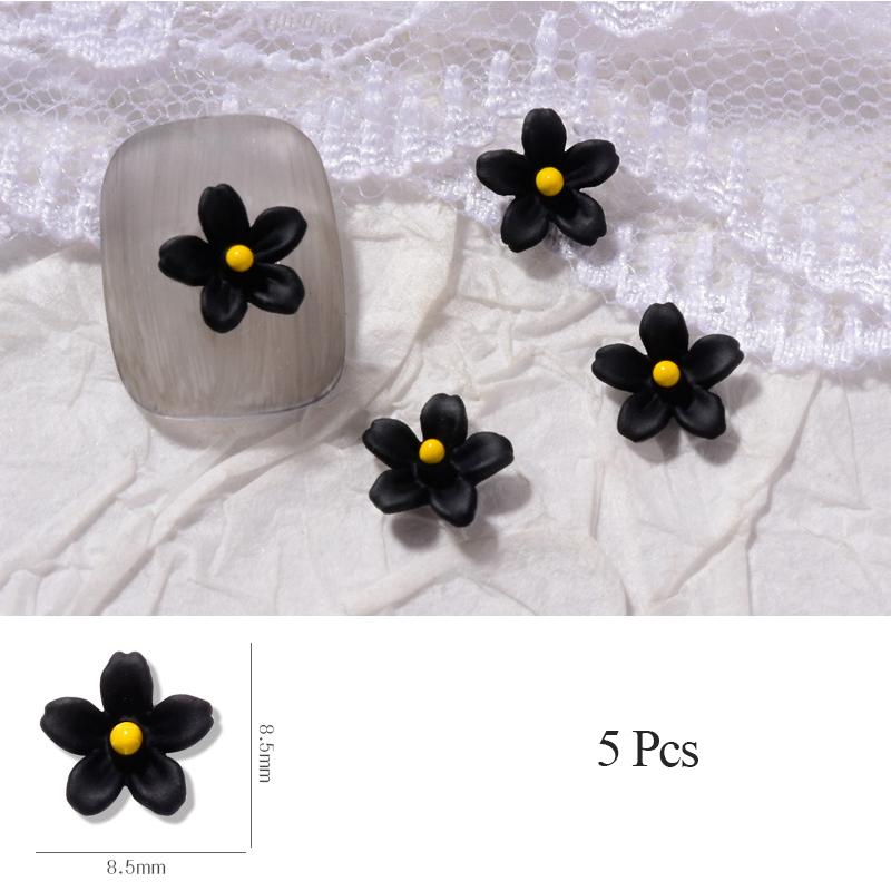 5 Sets of Nail Metal Small Flower Nails Frosted Hyuna Three-dimensional Color Flower Nail Art Accessories