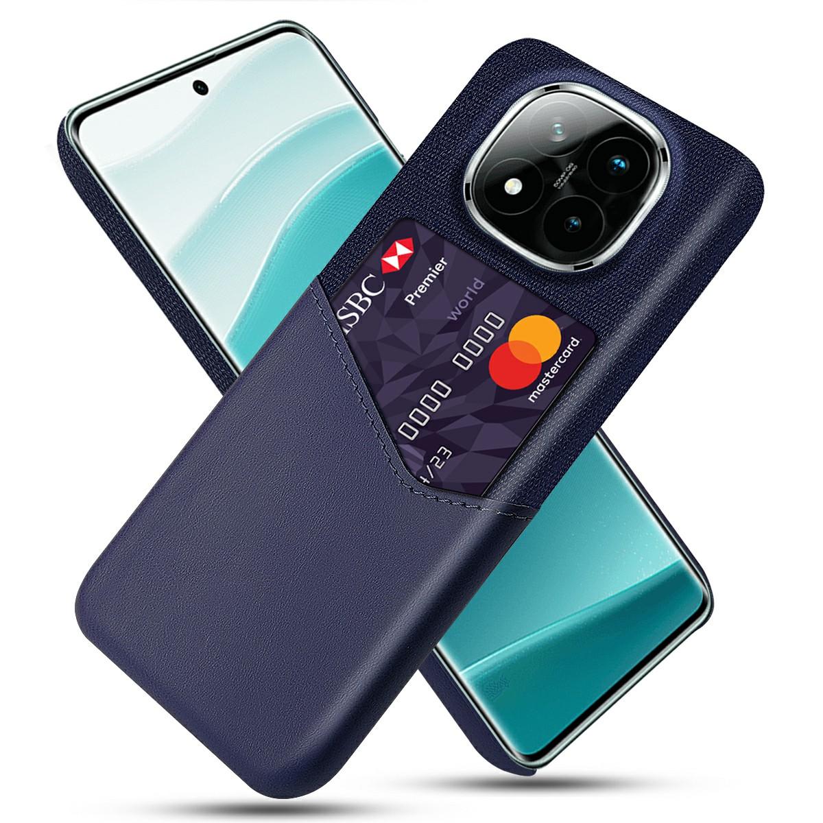 

For Xiaomi Redmi Note 14 Pro+ 5G Case PU Leather Cloth Texture Hard PC Phone Cover with Card Holder E