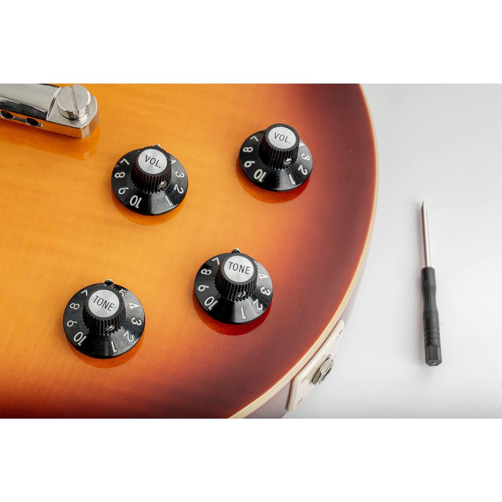 Musiclily Pro Imperial Guitar Hat Knob Set, 2-Tone, 2-Volume, Sombrero Knob Set, Black (Set of 4)