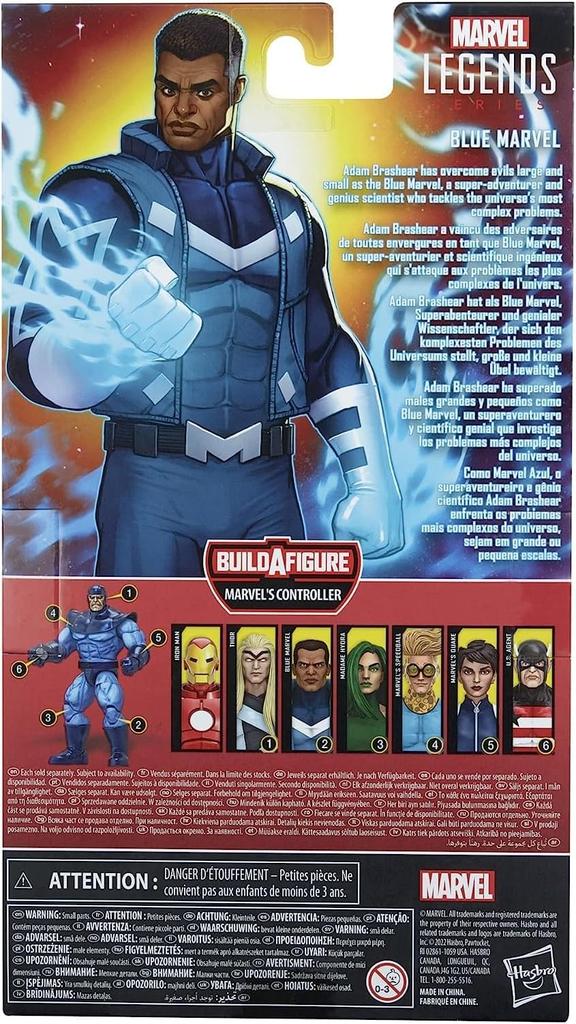 Hasbro Marvel Legends Series Blue Marvel F4792 Authentic Action Figure with Ultimate Costume and Parts 6-Inch Accessories, Build-A-Figure