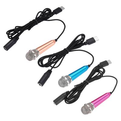 Uxcell Mini Microphone for Mobile for Phone Recording and Pack of 3 Phones, C-Type Microphone, Compact, Recording, Gold/Hot Pink/Blue,