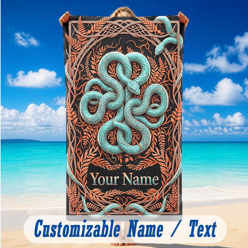 Decorative Artwork Theme Beach Towel Personalized Custom Name & Text Soft Quick Dry Beach Towel for Swimming Travel