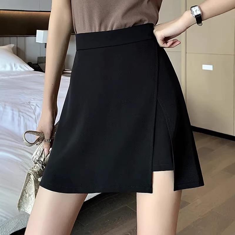 Women s High-Waisted Slimming Skort - Anti-Exposure, Pear-Shaped, Bodycon, Hip-Hugging, Black L чёрный