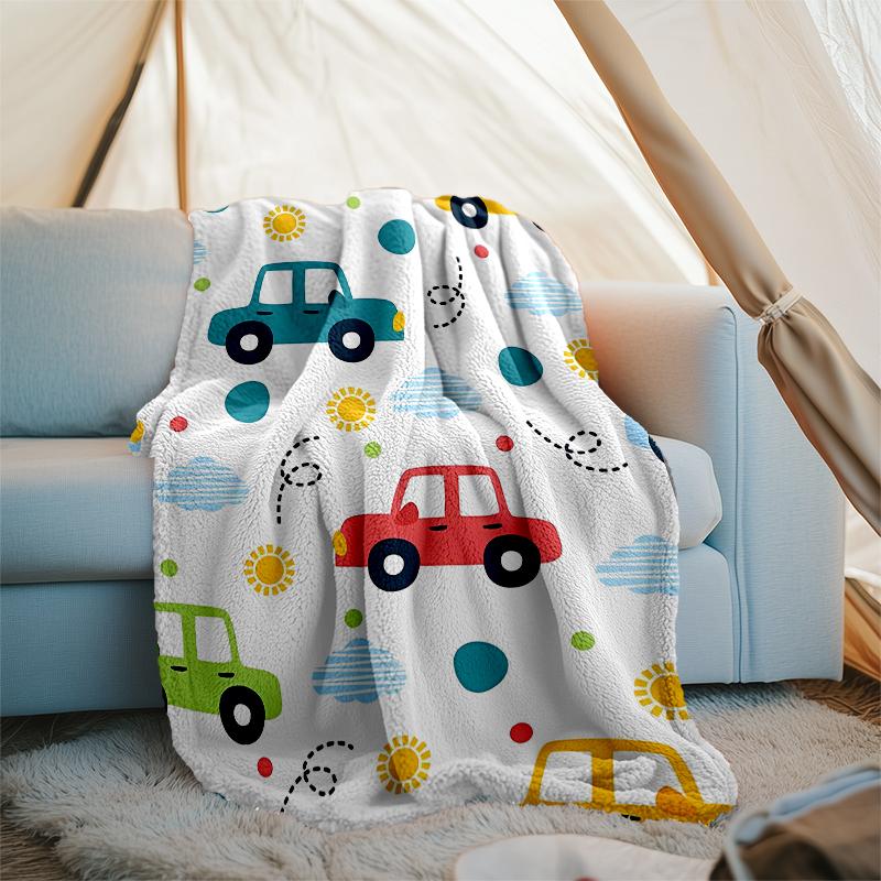 Süße Autos Motiv Decke - Perfekt für Sofa, Bett, Reisen & Außenbereich | Maschinenwaschbar, Gemütlich & Langlebig.