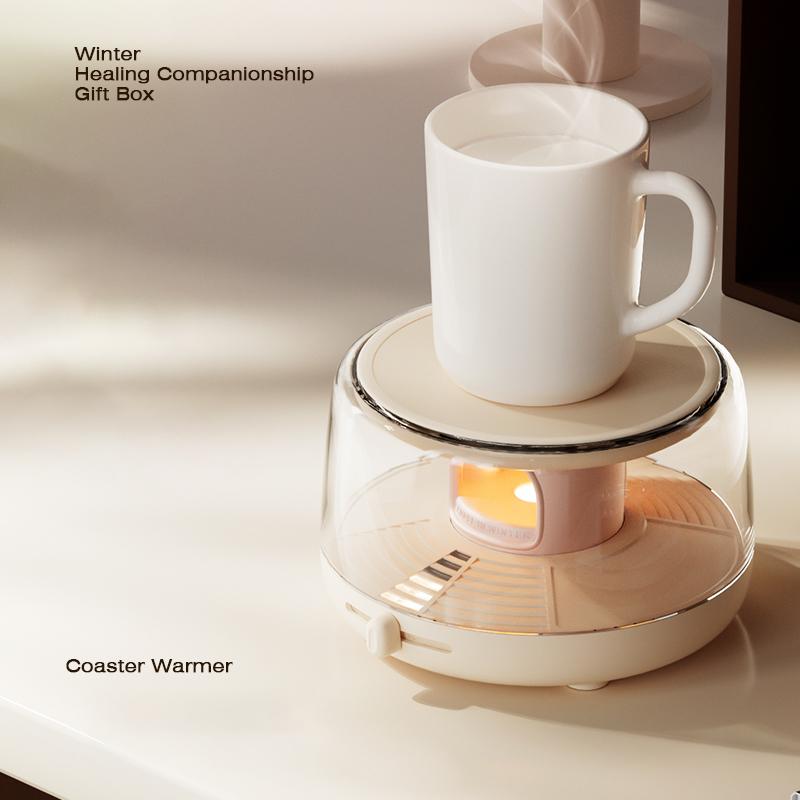 

SOTHING Coffee Warmer Heat Beverage Mug Mat Candlelight Design Heating Coaster Pad for Home Office Desk Type A
