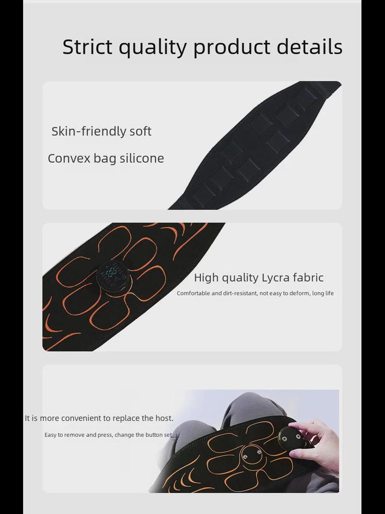 EMS Fitness Muscle Patch: Silicone Pulse Belt for Abdominal, Arm, and Leg Massage