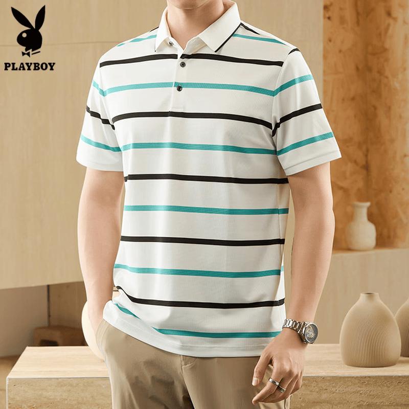 PLAYBOY Men s Striped Cool-Touch Polo Shirt 175