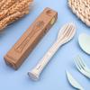 1pc Nordic Style Wheat Straw Children's Knife, Fork, and Spoon 3-in-1 Portable Cutlery Set
