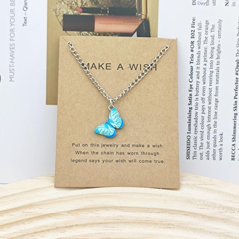 Vergoldete mehrfarbige Schmetterlings-Anhängerhalskette Perfekt für den täglichen Gebrauch Geburtstagsgeschenke Schmuck