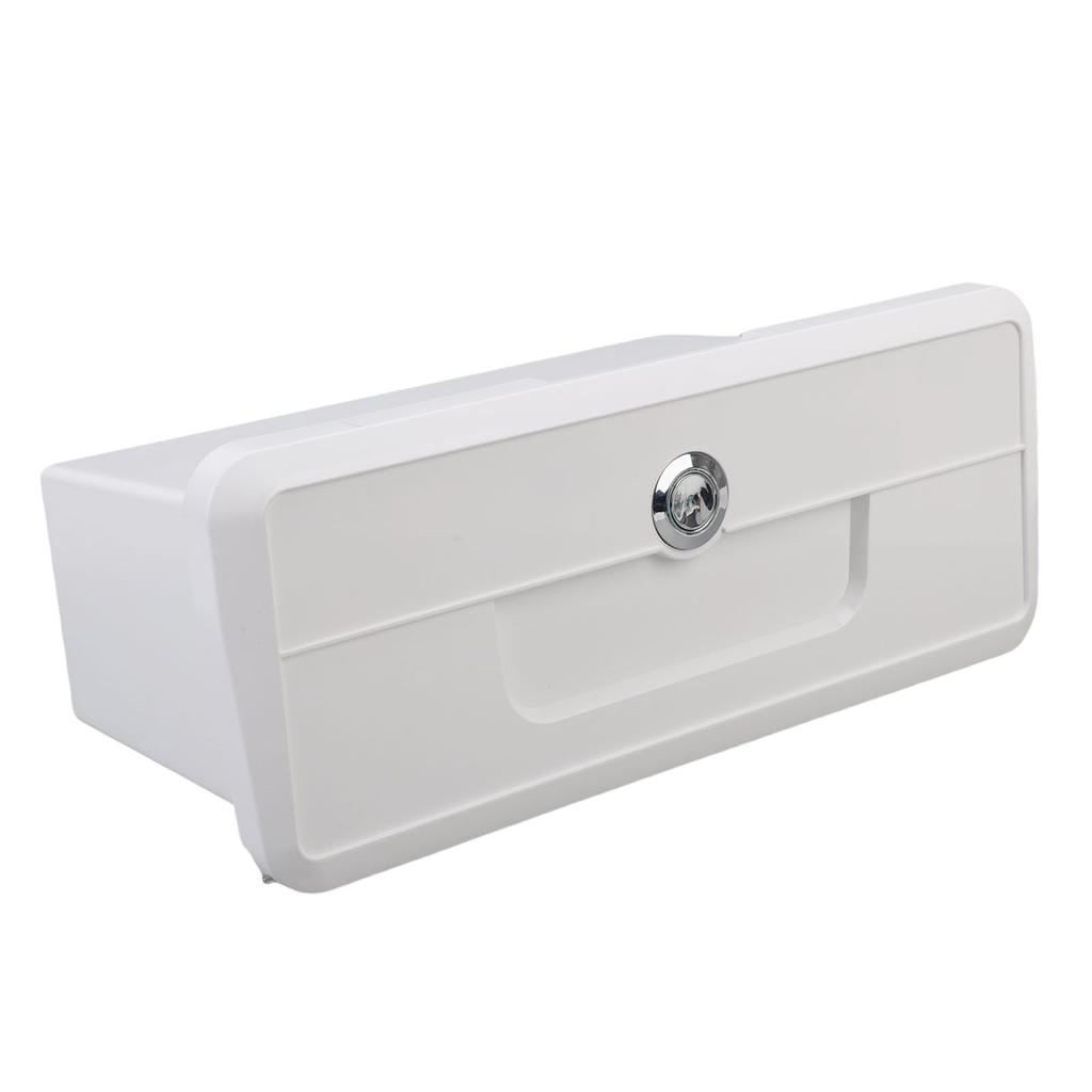 Boat Storage Box Multifunctional Cup Holder Design Rain Proof Sealing Yacht Dock Box with Concealed Button Lock White