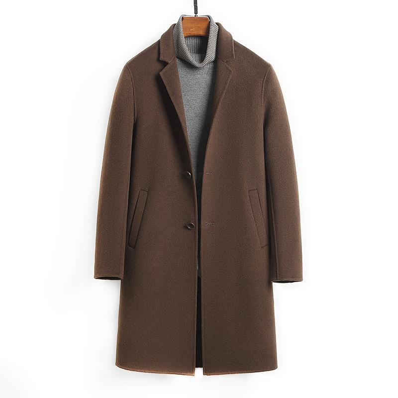 Suit Double-sided Woolen Coat Pure Wool Cashmere Coat Mid-autumn Long Woolen Coat for Men