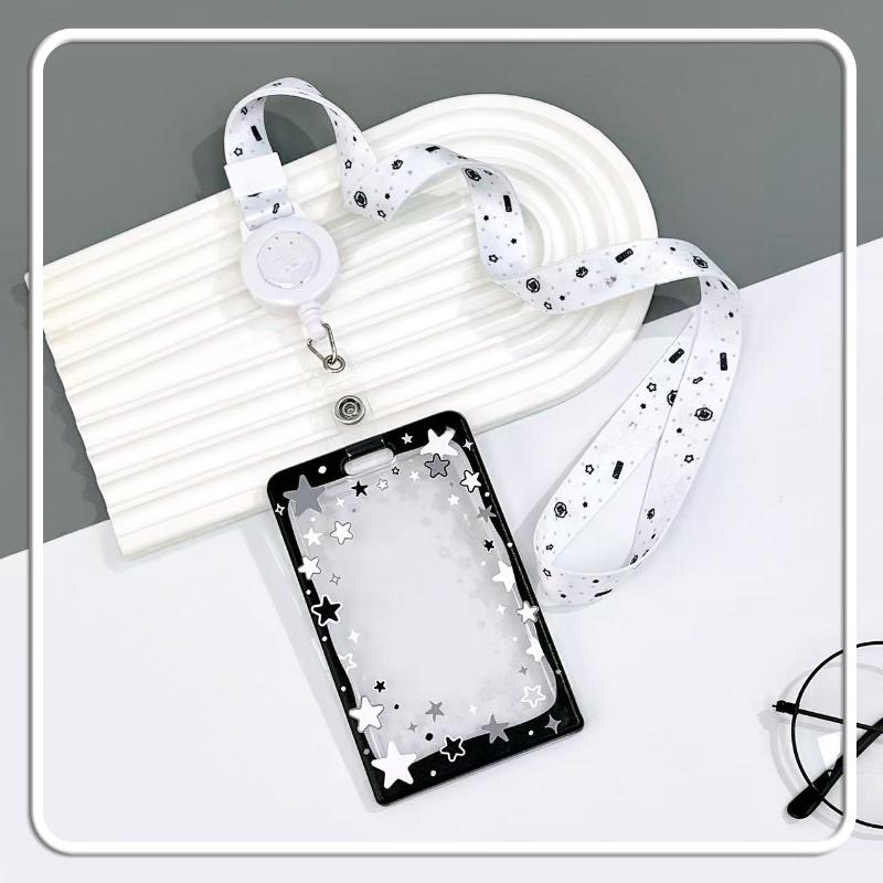 Star Sliding Cover Card Holder Transparent Portable Id Protector Kpop Photocard Photo Case Student School Card Bus Card Holder